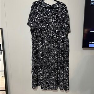 SHEIN Blue and White Dolman Sleeve Midi Sundress